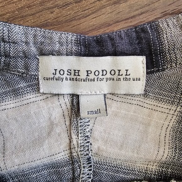 Josh Podoll 3/4 Lantern Batwing Sleeve Plisse Plaid Button Up Shirt Blouse Top S - Picture 7 of 9